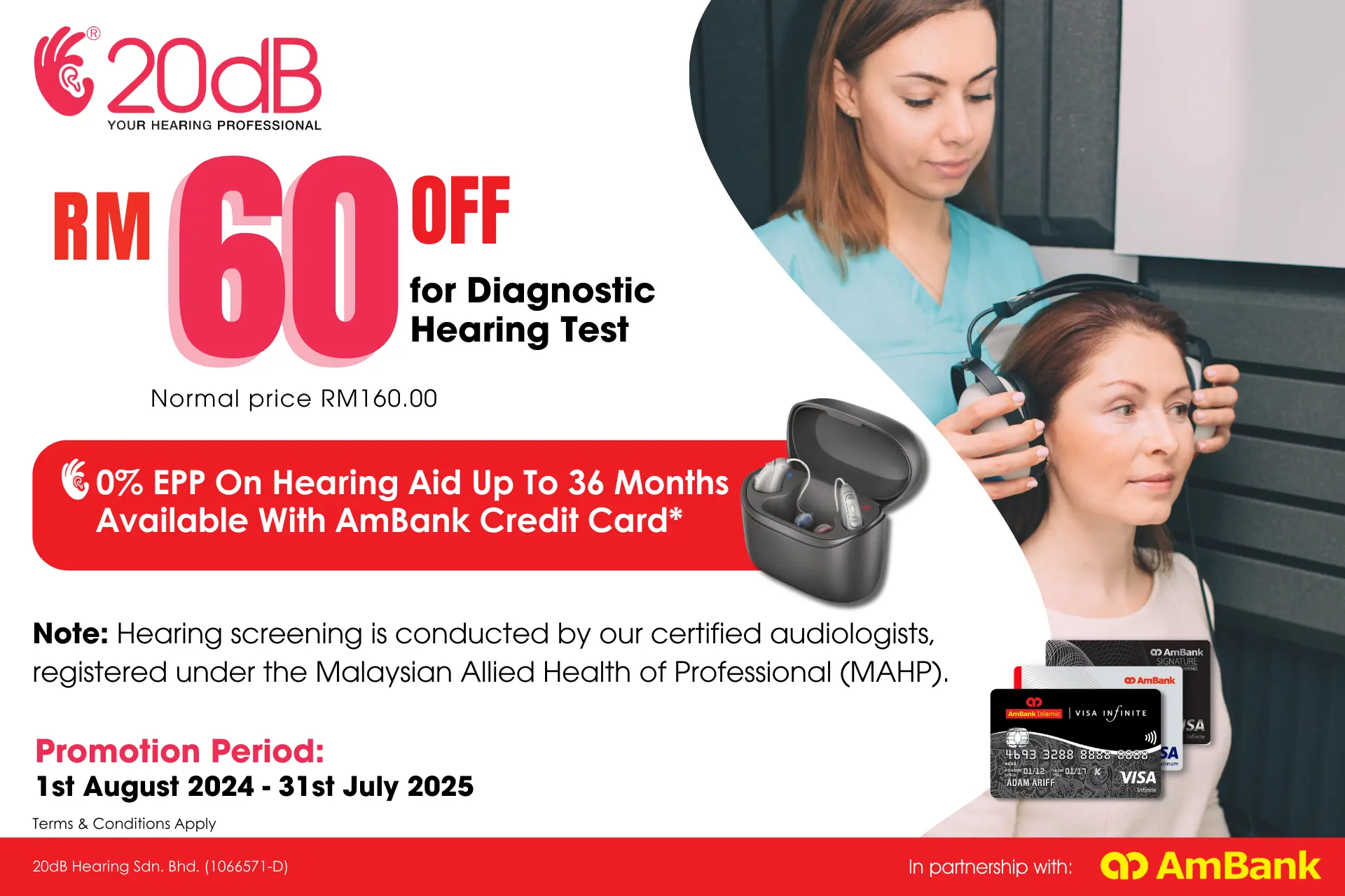 Offer for AmBank Cardholders: RM60 Off on Hearing Test at 20dB Hearing